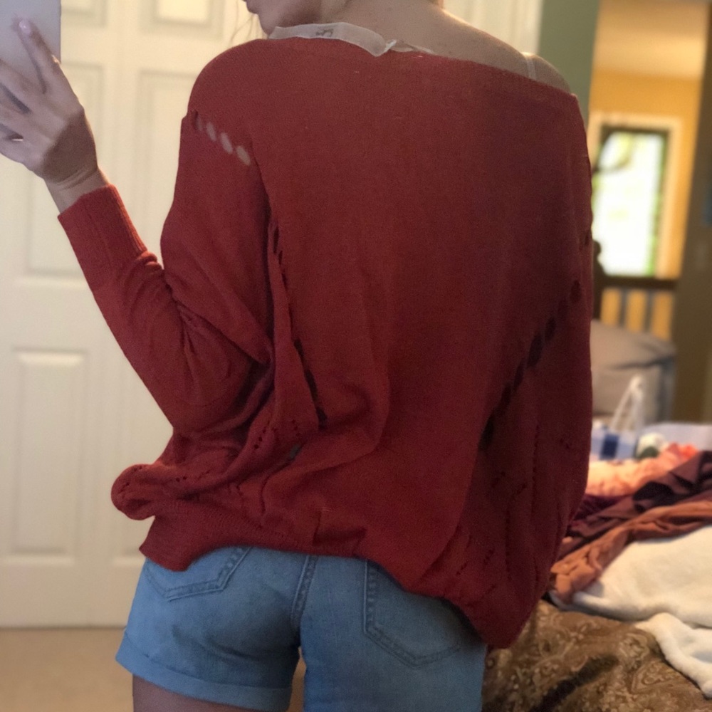 Rusty Orange Distressed Sweater - image 6